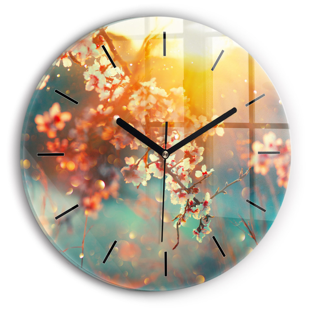 Fleurs de printemps Horloge ronde