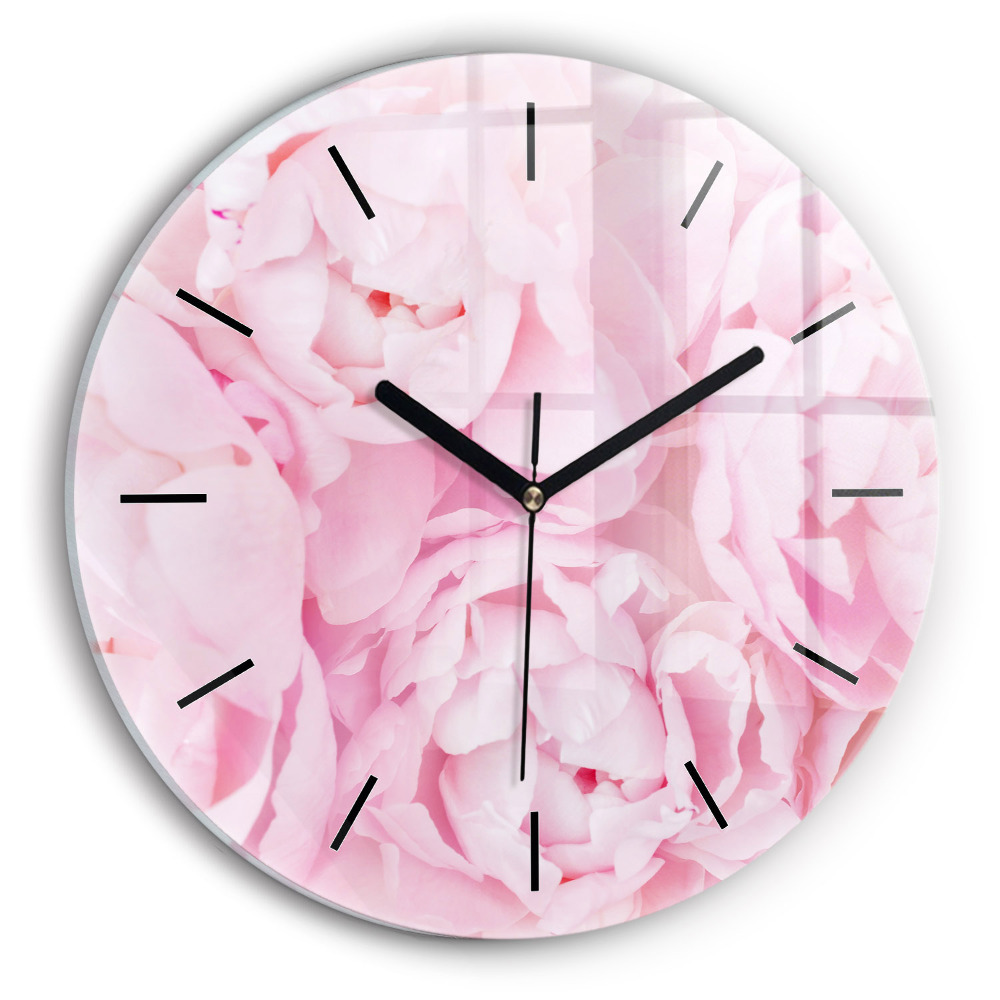 Fleurs en fleurs Horloge ronde en verre