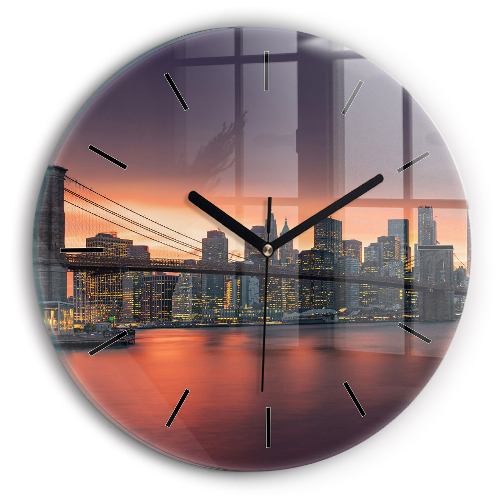 New York East River Horloge ronde en verre