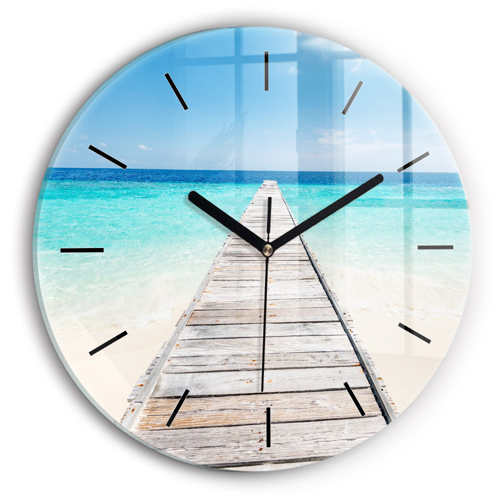 Île tropicale Horloge ronde en verre