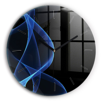 Lignes bleues Horloge ronde en verre