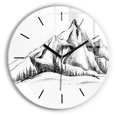 Montagnes dessinées Horloge ronde
