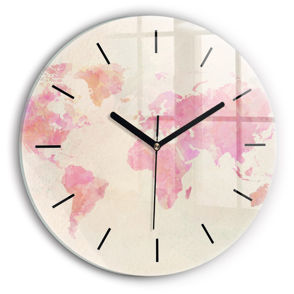 Carte du monde en aquarelle Horloge ronde en verre
