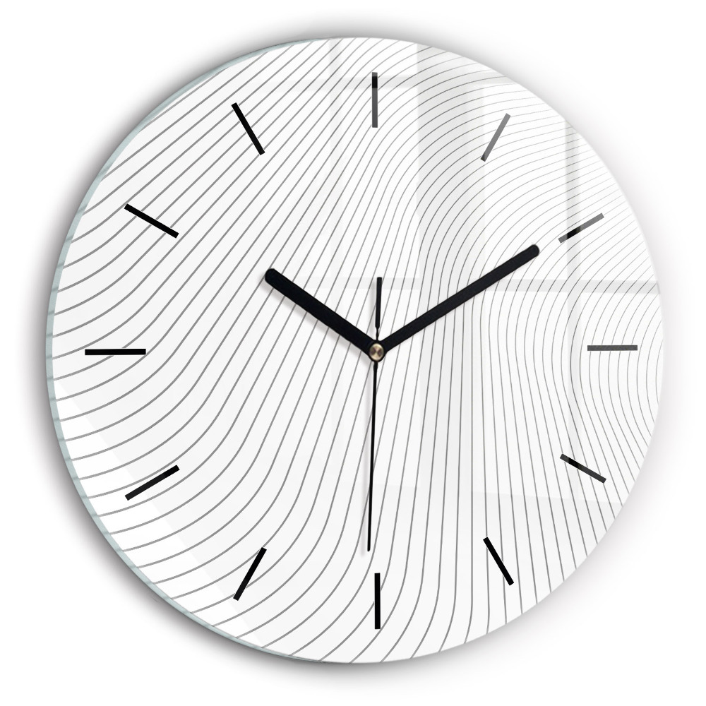 Lignes abstraites Horloge ronde en verre
