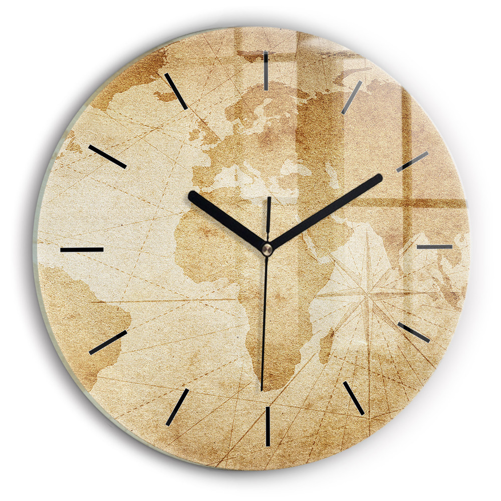 Carte du monde ancienne Horloge ronde murale