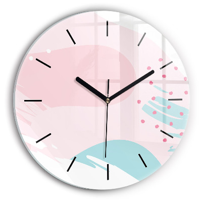 Abstraction pastel Horloge ronde en verre