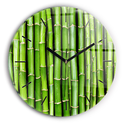 Bambou asiatique Horloge ronde en verre