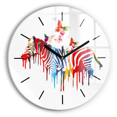 Zèbre coloré Horloge ronde