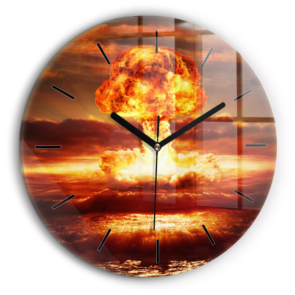 Explosion d'une bombe atomique Horloge ronde en verre
