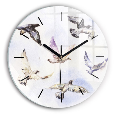 Oiseaux volants Horloge ronde en verre