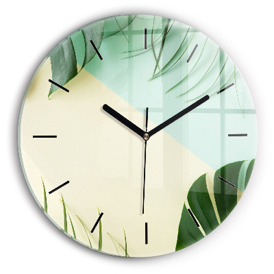 Feuilles de monstera Horloge ronde