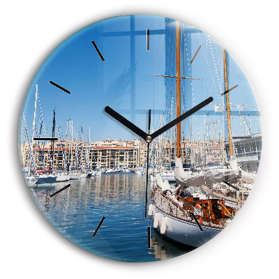 Port de plaisance de Marseille France Horloge ronde murale
