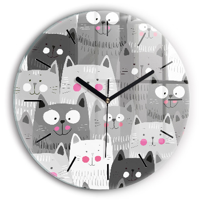 Motif avec des chats Horloge ronde