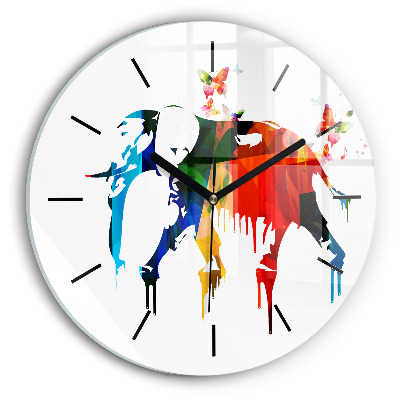 Eléphant peint en couleur Horloge ronde