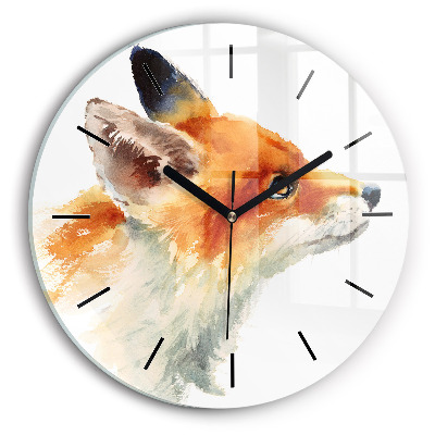 Aquarelle jeune renard Pendule murale ronde