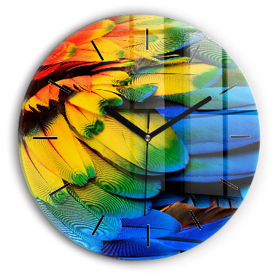 Ailes d'oiseaux colorées Horloge ronde en verre
