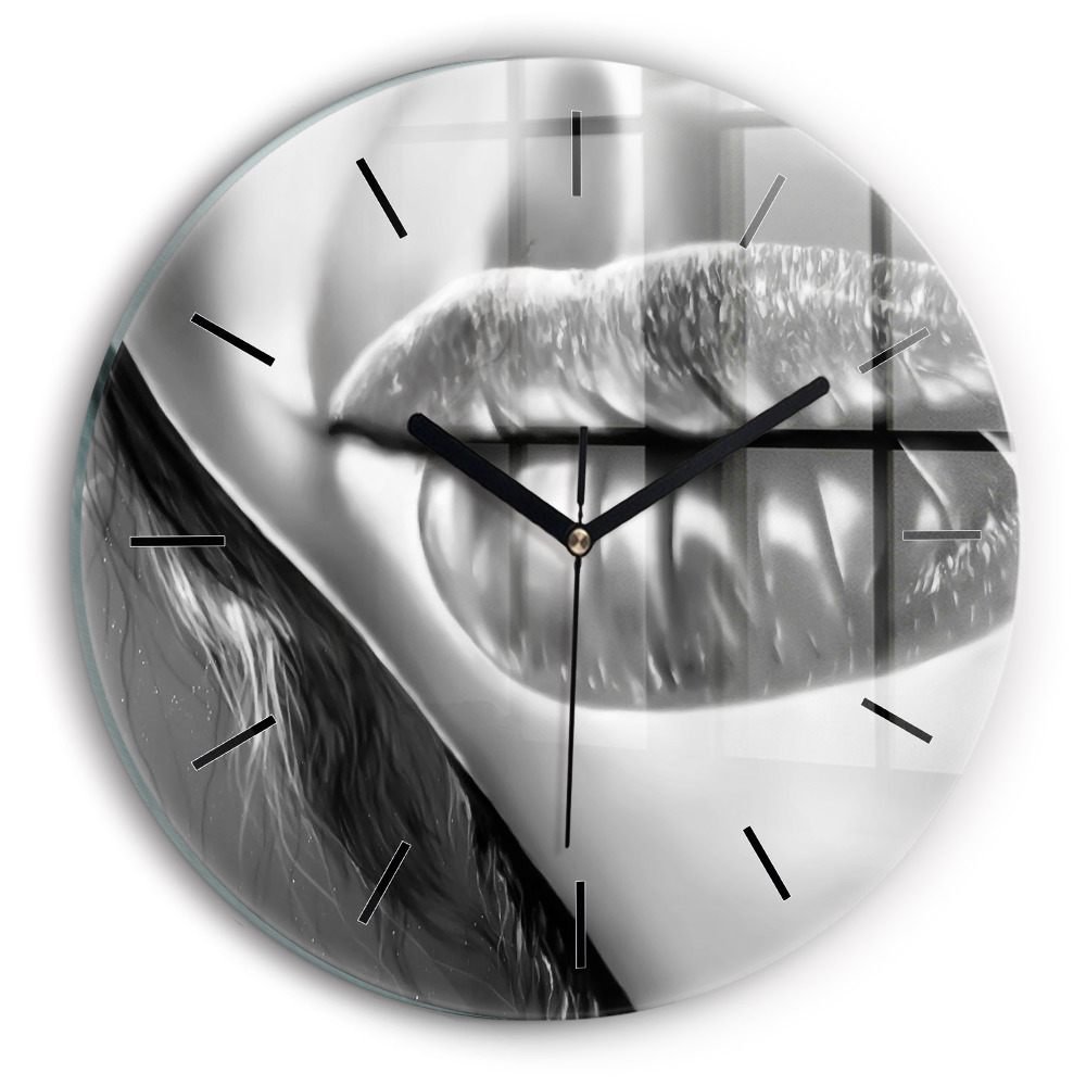 Bouche d'une femme Horloge ronde en verre