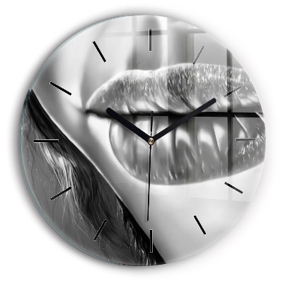 Bouche d'une femme Horloge ronde en verre