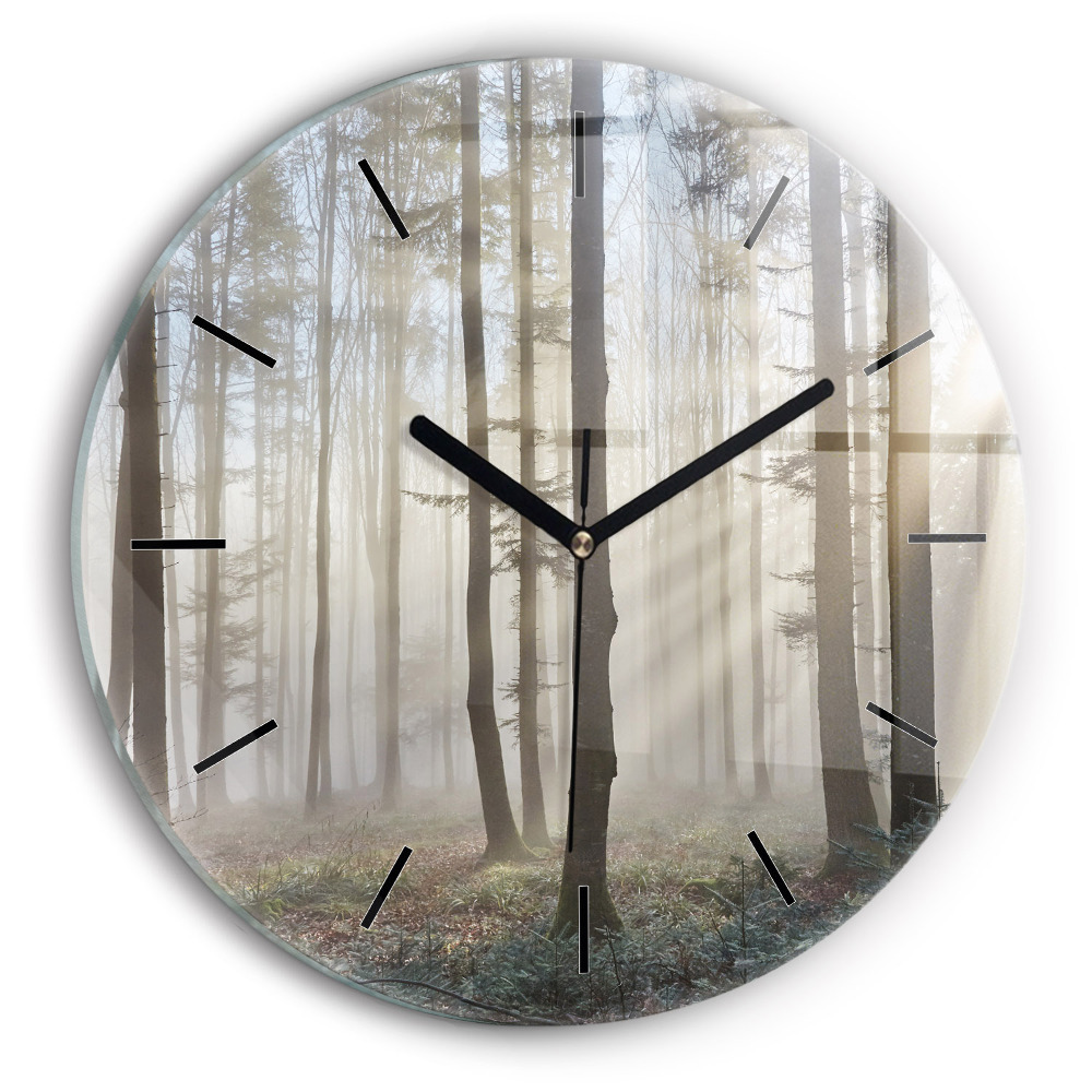 Forêt dans la brume Horloge ronde