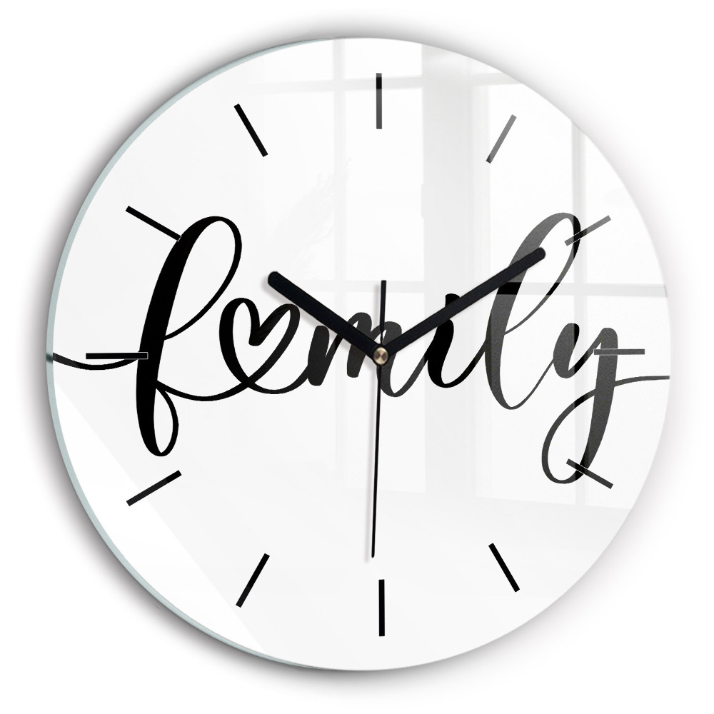 Inscription familiale et cœur Horloge ronde en verre