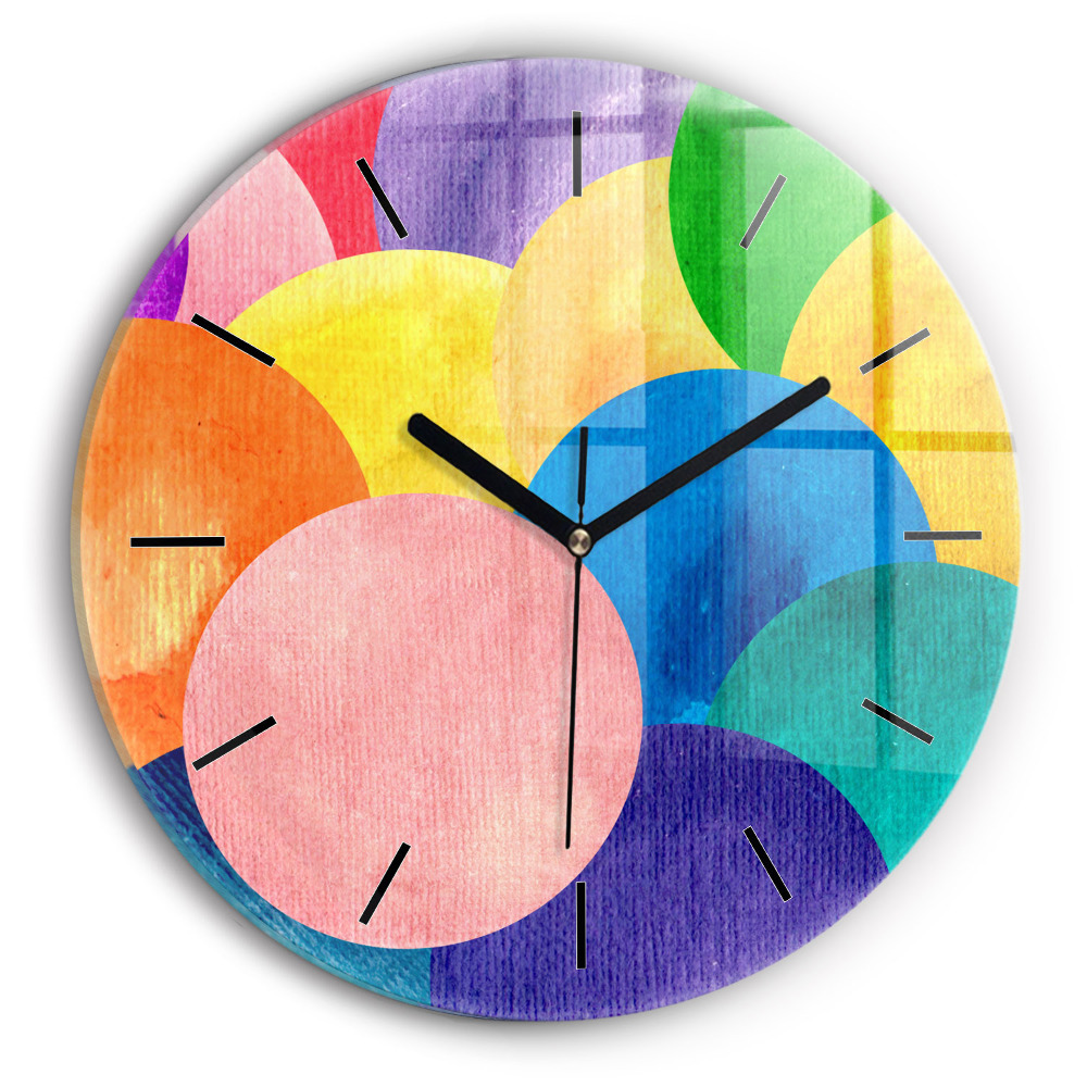 Cercles abstraits Horloge ronde murale