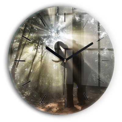 Éléphant dans la jungle Horloge ronde