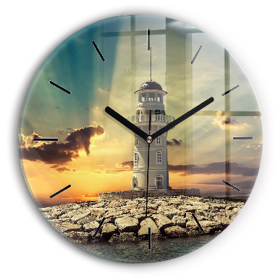 Phare sur l'eau Pendule murale ronde