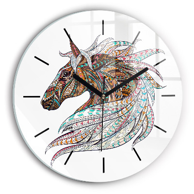 Illustration d'un cheval Horloge ronde en verre