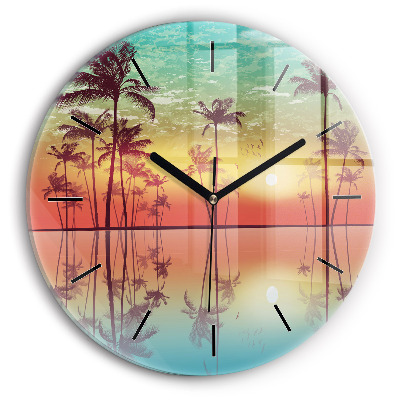 Palmiers tropicaux Horloge ronde murale