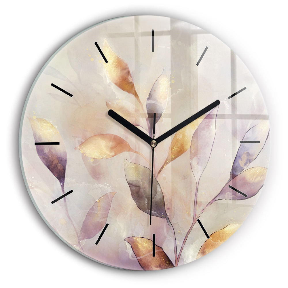 Feuilles abstraites boho Horloge ronde