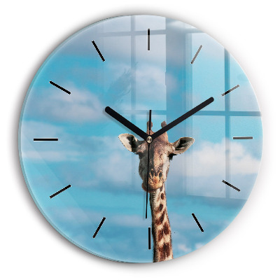 Tête de girafe sur fond de ciel Horloge ronde murale