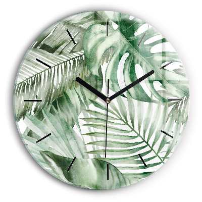 Feuilles de plantes peintes Horloge ronde