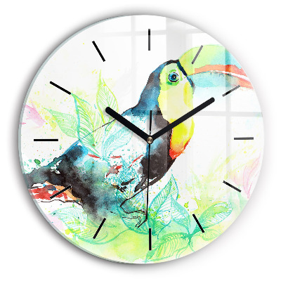 Toucan dans l'herbe Horloge ronde