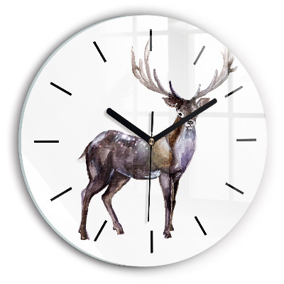 Cerf roi de la forêt Horloge ronde murale