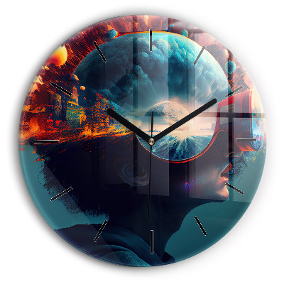 Monde futuriste Horloge ronde en verre