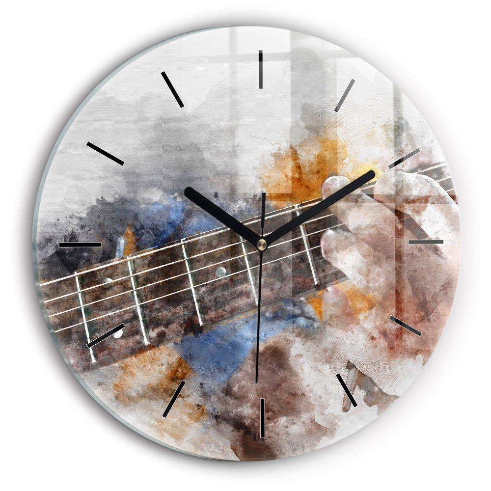 Graphique d'une guitare Horloge ronde en verre