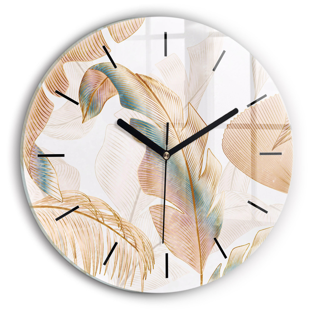 Motif de feuilles de la nature Horloge ronde murale