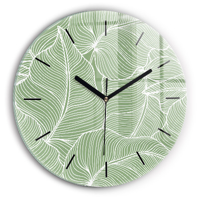 Motif de feuilles dans la nature Horloge ronde en verre