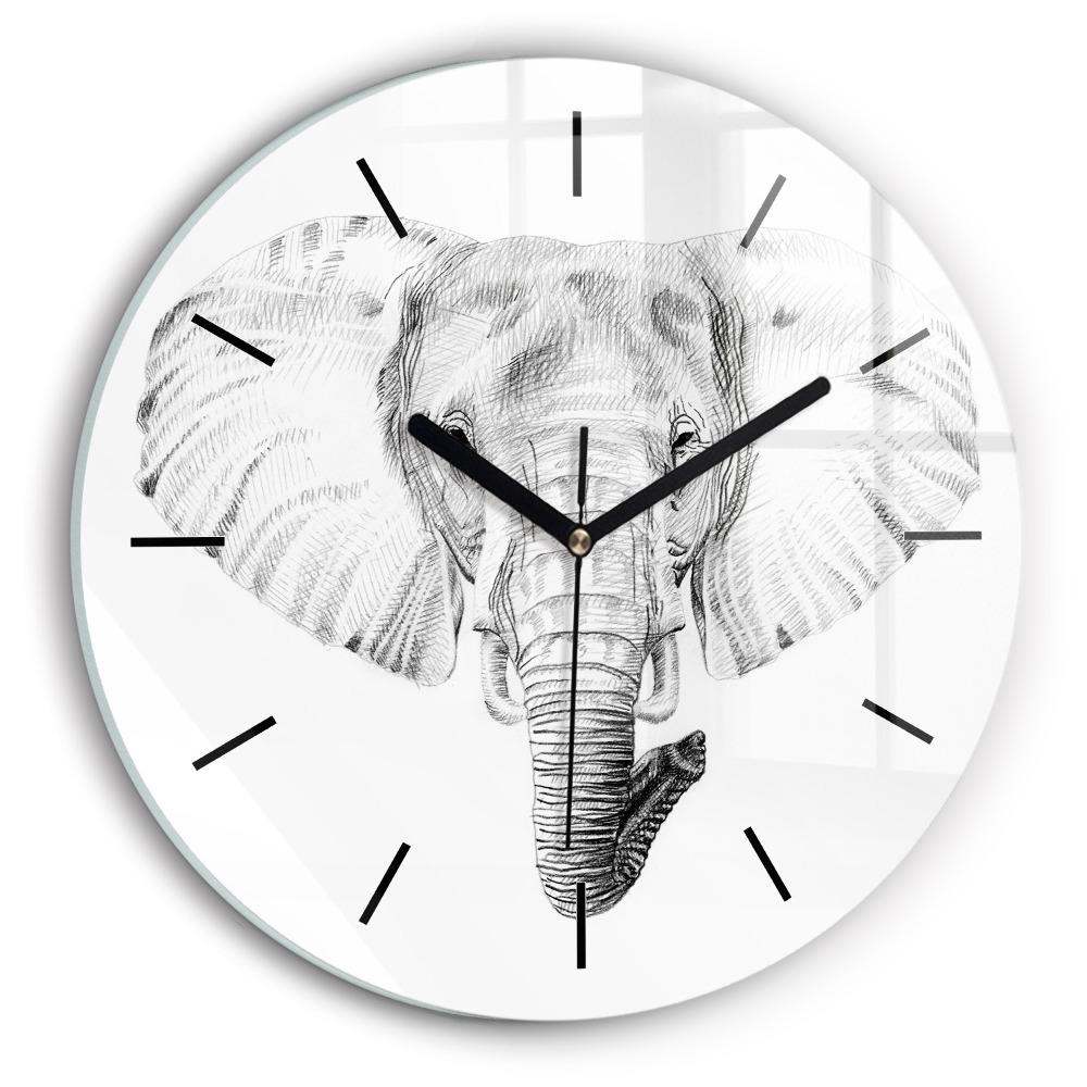 Tête d'éléphant graphique Horloge ronde