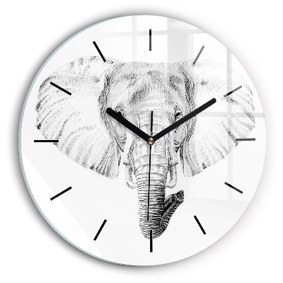 Tête d'éléphant graphique Horloge ronde