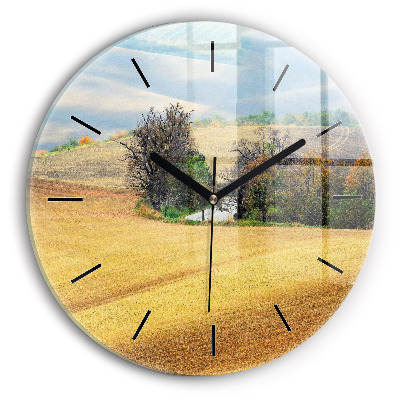 Campagne de Moravie Horloge ronde en verre