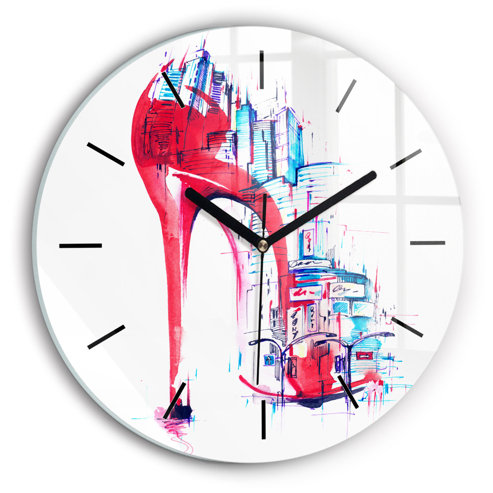 Talon rouge Horloge ronde en verre