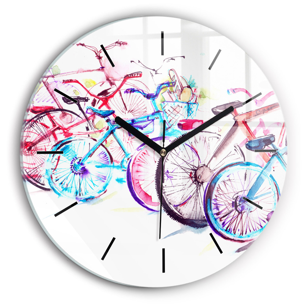 Vélos de ville colorés Horloge ronde