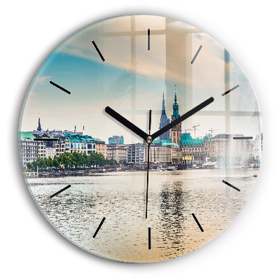 Binnenalster à Hambourg Horloge ronde en verre