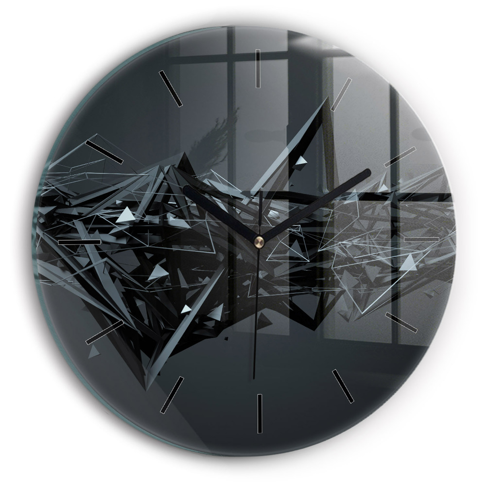 Abstraction noire Horloge ronde murale