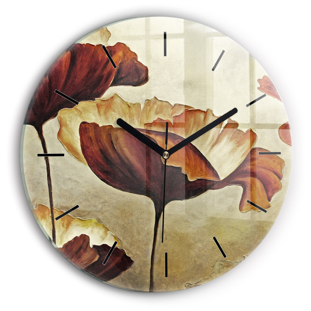Coquelicots peints Horloge ronde