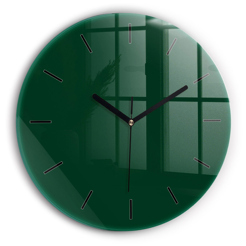 Couleur vert bouteille Horloge ronde en verre