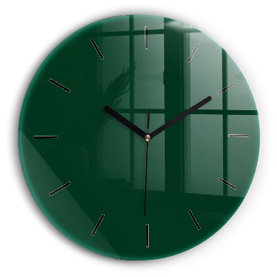 Couleur vert bouteille Horloge ronde en verre