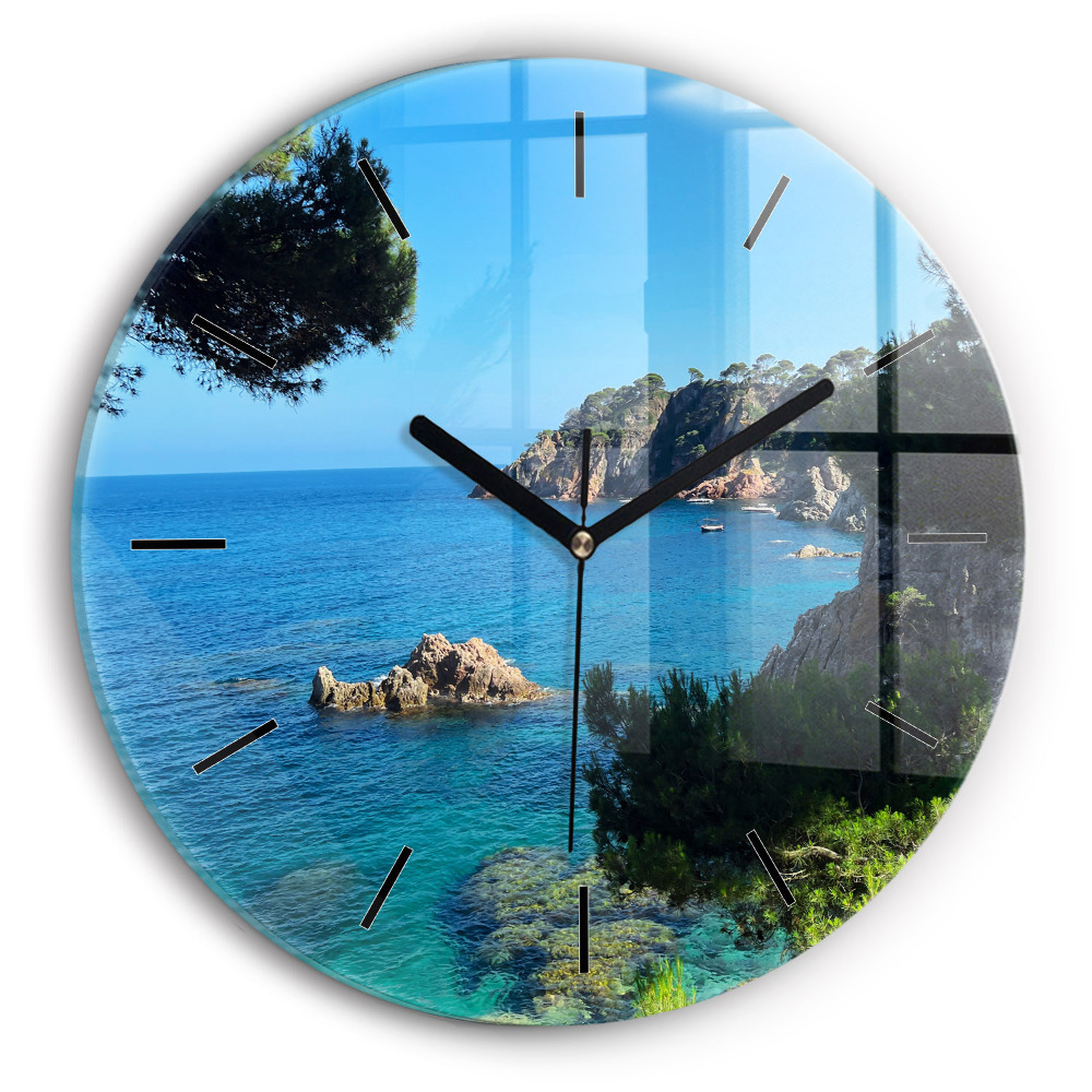 Côte de la Costa Brava Horloge ronde en verre