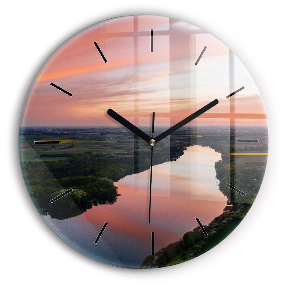 Vue d'un lac Horloge ronde en verre